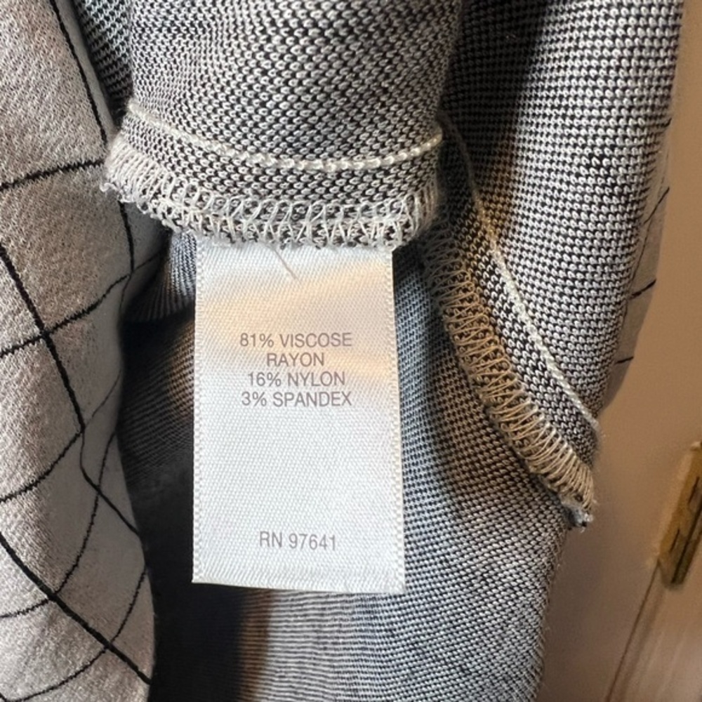 J Jill Ponte Knit Small Petite Black Gray Check 3/4 Sleeve Pullover Tunic - Picture 5 of 6